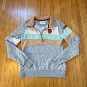 Wanakome Betty Color-block Quarter Zip Sweater Sz S EUC